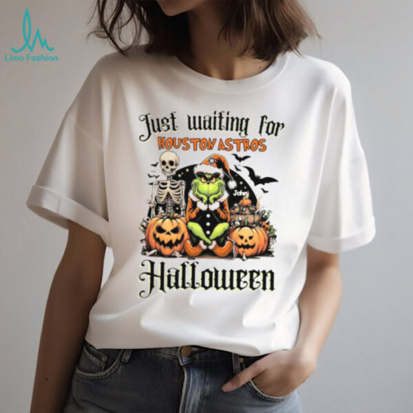 Houston Astros Halloween Grinch Tee – Just Waiting for Baseball Season – Custom Name MLB Fan Shirt Gift