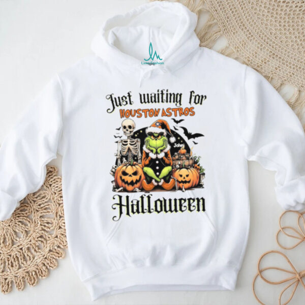 Houston Astros Halloween Grinch Tee – Just Waiting for Baseball Season – Custom Name MLB Fan Shirt Gift