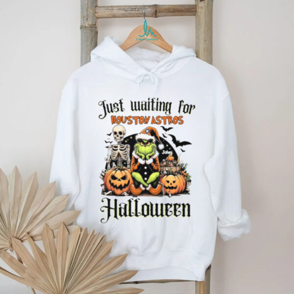 Houston Astros Halloween Grinch Tee – Just Waiting for Baseball Season – Custom Name MLB Fan Shirt Gift