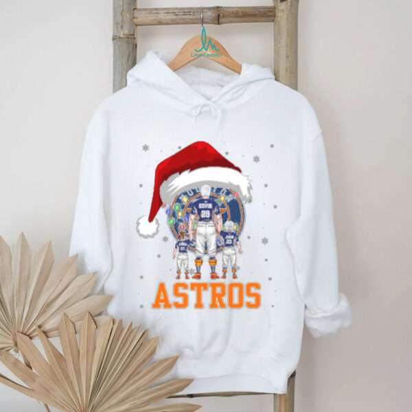 Houston Astros Santa Christmas Lights Family Shirt – Personalized MLB Fan Tee – Custom Holiday Baseball Apparel Gift for Kids