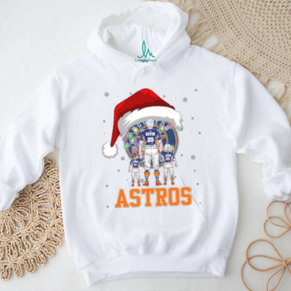 Houston Astros Santa Christmas Lights Family Shirt – Personalized MLB Fan Tee – Custom Holiday Baseball Apparel Gift for Kids