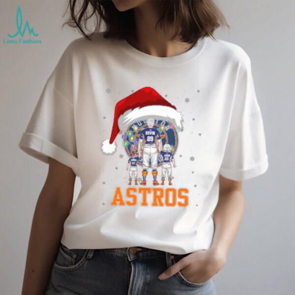 Houston Astros Santa Christmas Lights Family Shirt – Personalized MLB Fan Tee – Custom Holiday Baseball Apparel Gift for Kids