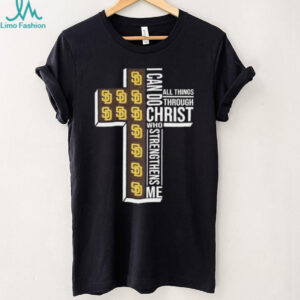 I can do all things through Christ who strengthens me San Diego Padres baseball cross shirt