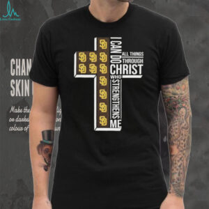 I can do all things through Christ who strengthens me San Diego Padres baseball cross shirt