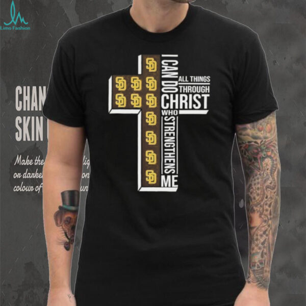 I can do all things through Christ who strengthens me San Diego Padres baseball cross shirt
