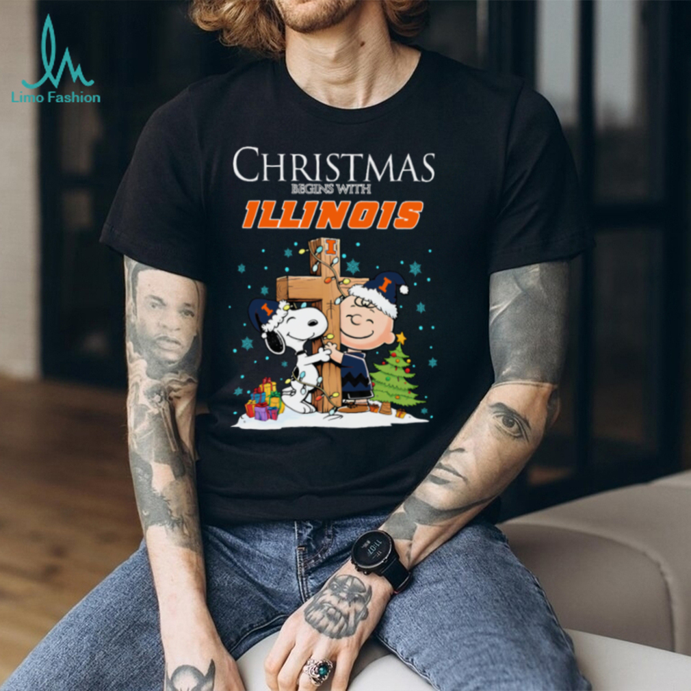 Illinois Fighting Illini Snoopy Christmas Shirt Charlie Brown Holiday Football Tee Illinois Fighting Illini Snoopy Christmas Shirt Charlie Brown Holiday Football Tee