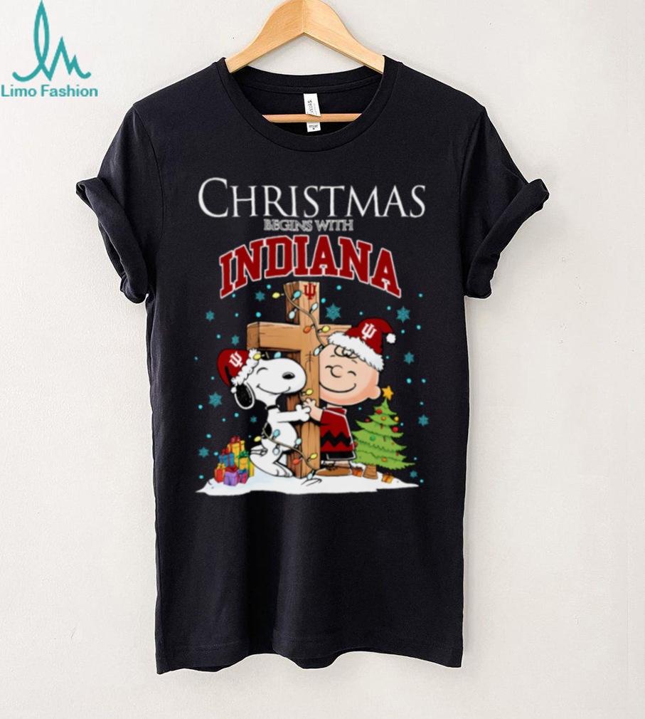 Indiana Hoosiers Snoopy Christmas Shirt Charlie Brown Holiday Football Tee Indiana Hoosiers Snoopy Christmas Shirt Charlie Brown Holiday Football Tee