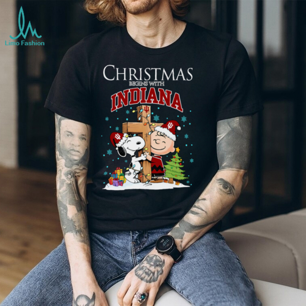 Indiana Hoosiers Snoopy Christmas Shirt Charlie Brown Holiday Football Tee Indiana Hoosiers Snoopy Christmas Shirt Charlie Brown Holiday Football Tee