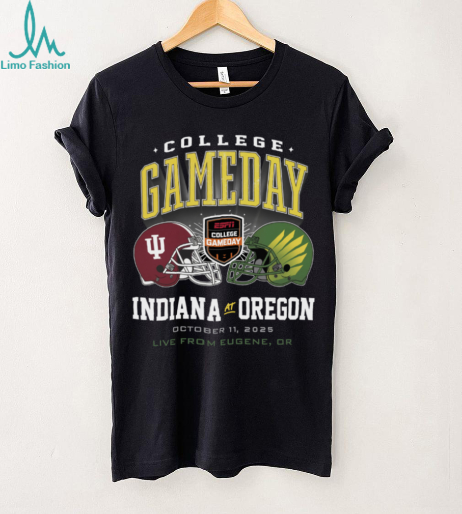 Indiana Hoosiers vs Oregon Ducks College GameDay Live From Eugene OR October 11 2025 Helmets T Shirt Indiana Hoosiers vs Oregon Ducks College GameDay Live From Eugene OR October 11 2025 Helmets T Shirt