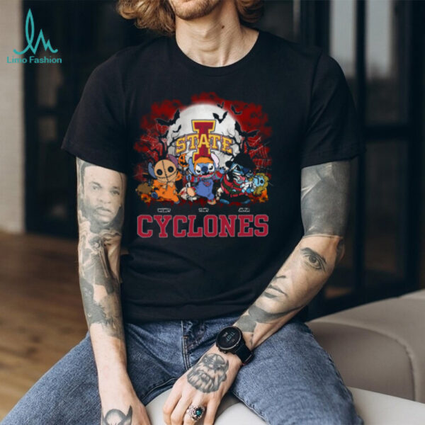 Iowa State Cyclones Halloween Stitch Horror Shirt – Personalized NCAA Football Tee – Custom Scary Gift for Families & Sports Fans