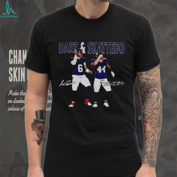 Jaxson Dart Cam Skattebo laser eyes New York Football signature retro shirt