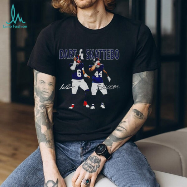 Jaxson Dart Cam Skattebo laser eyes New York Football signature retro shirt