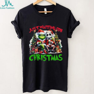 Just Waiting For Christmas Grinch Jack Skellington T shirt