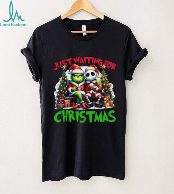Just Waiting For Christmas Grinch Jack Skellington T shirt