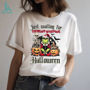 Just Waiting for Cleveland Guardians Halloween Shirt – Custom Name Grinch MLB Tee – Personalized Spooky Baseball Gift