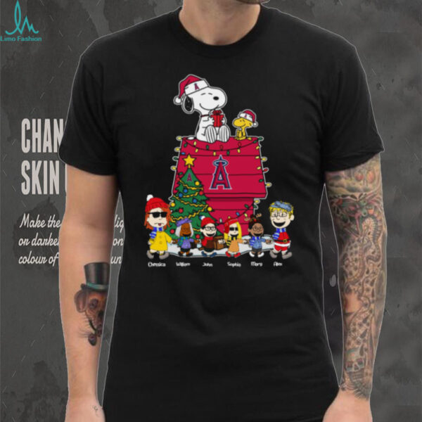Los Angeles Angels Personalized Holiday Tee – Custom Christmas Peanuts Shirt For MLB Fans, Kids & Gifts