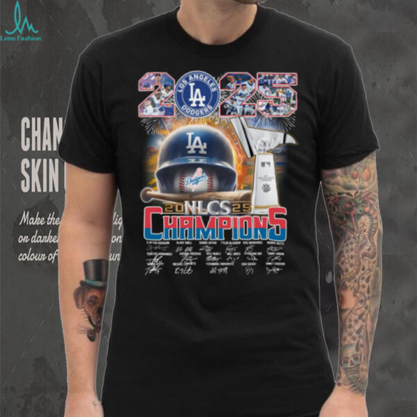 Los Angeles Dodgers 2025 NLCS Champions Team Signatures Baseball T Shirt