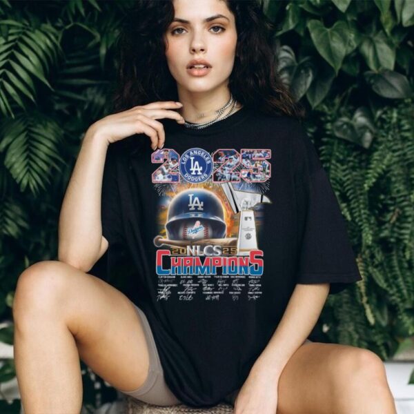 Los Angeles Dodgers 2025 NLCS Champions Team Signatures Baseball T Shirt