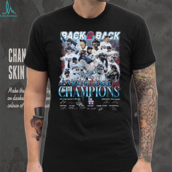 Los Angeles Dodgers 2025 National League Champions Back 2 Back Signature Unisex T Shirt