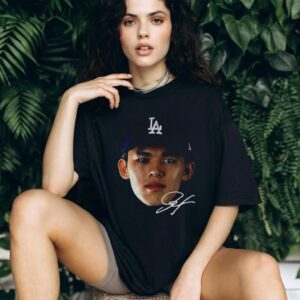 Los Angeles Dodgers 2025 Roki Sasaki big face signature shirt