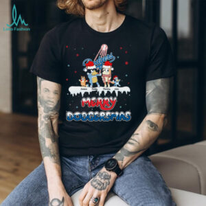 Los Angeles Dodgers Bluey Family Christmas Shirt – MLB Fan Tee – Personalized Holiday Gift Baseball Outfit with Custom Name