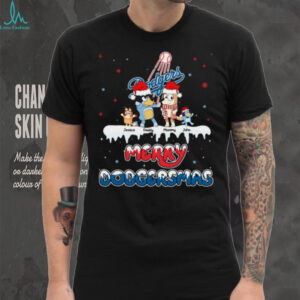 Los Angeles Dodgers Bluey Family Christmas Shirt – MLB Fan Tee – Personalized Holiday Gift Baseball Outfit with Custom Name