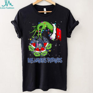 Los Angeles Dodgers Grinch Christmas Lights T Shirt – Personalized MLB Fan Tee with Custom Baseball Gift