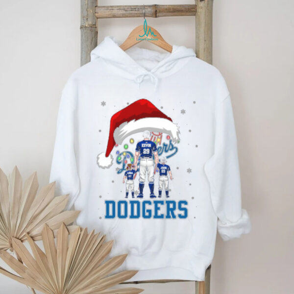 Los Angeles Dodgers Santa Christmas Lights Matching Shirt – Personalized MLB Fan Tee – Custom Holiday Baseball Gift for Families