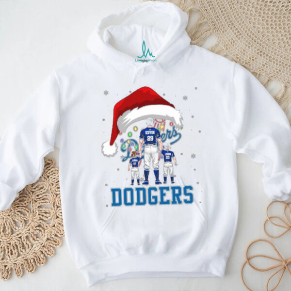 Los Angeles Dodgers Santa Christmas Lights Matching Shirt – Personalized MLB Fan Tee – Custom Holiday Baseball Gift for Families