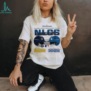 Los Angeles Dodgers vs Milwaukee Brewers MLB 2025 National League Championship Series helmet shirt