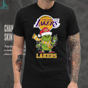 Los Angeles Lakers Christmas Grinch Santa Hat Holiday 2025 TShirt