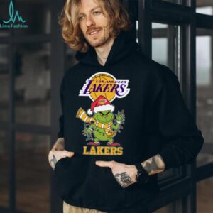 Los Angeles Lakers Christmas Grinch Santa Hat Holiday 2025 TShirt