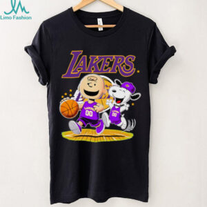 Los Angeles Lakers X Charlie Brown And Snoopy Playing Basketball Shirt