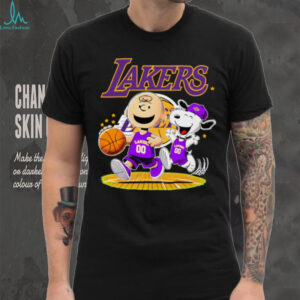 Los Angeles Lakers X Charlie Brown And Snoopy Playing Basketball Shirt