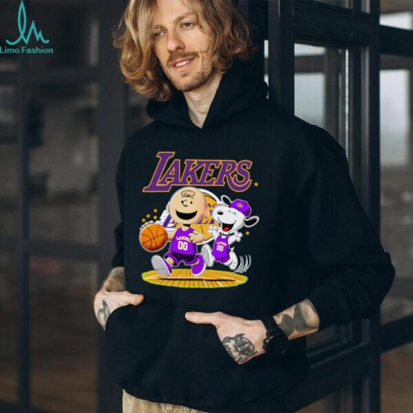 Los Angeles Lakers X Charlie Brown And Snoopy Playing Basketball Shirt