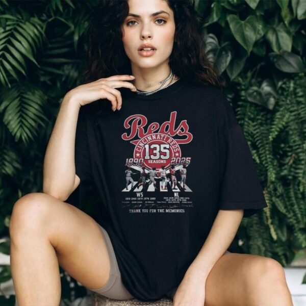 MLB Cincinnati Reds 135 Seasons 1890 2025 Thank You For The Memories T Shirt