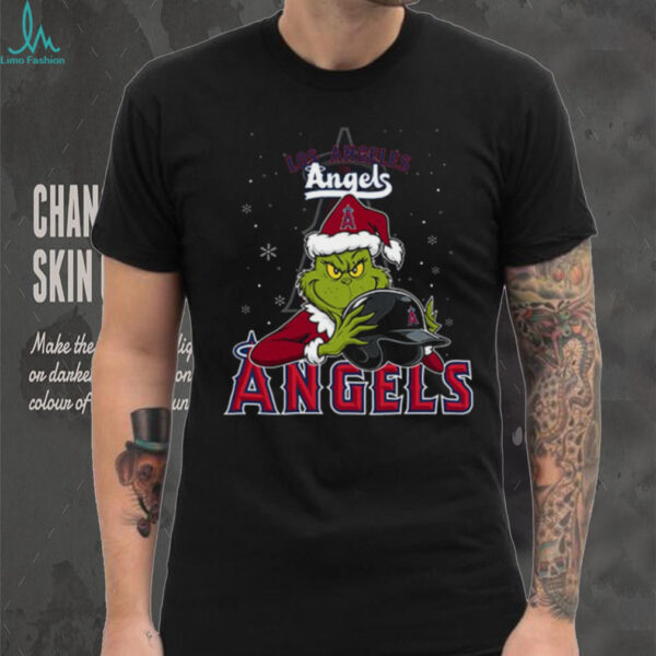 MLB Los Angeles Angels Christmas Grinch Helmets Baseball Logo T Shirt