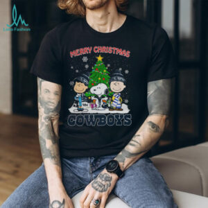 Merry Christmas Cowboys Football X Peanuts Characters Logo 2024 Shirt