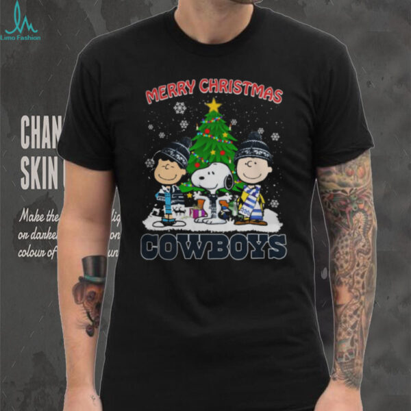 Merry Christmas Cowboys Football X Peanuts Characters Logo 2024 Shirt