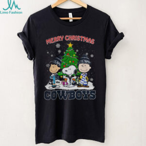 Merry Christmas Cowboys Football X Peanuts Characters Logo 2024 Shirt