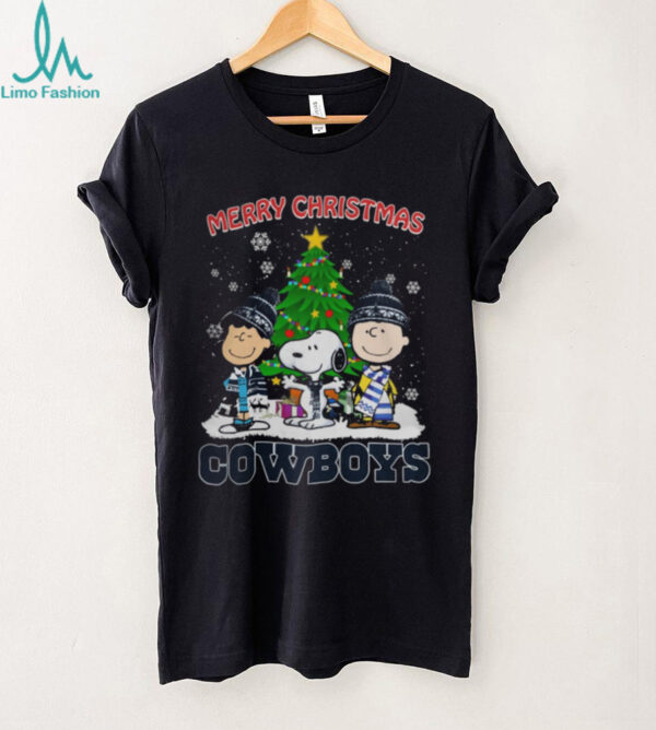 Merry Christmas Cowboys Football X Peanuts Characters Logo 2024 Shirt