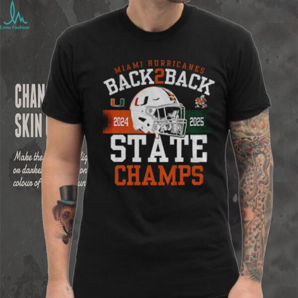 Miami Hurricanes Back 2 Back State Champs 2024 2025 shirt