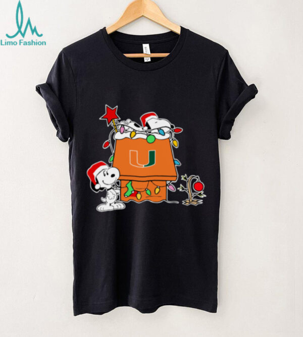 Miami Hurricanes Football Snoopy Christmas Holiday 2025 T Shirt