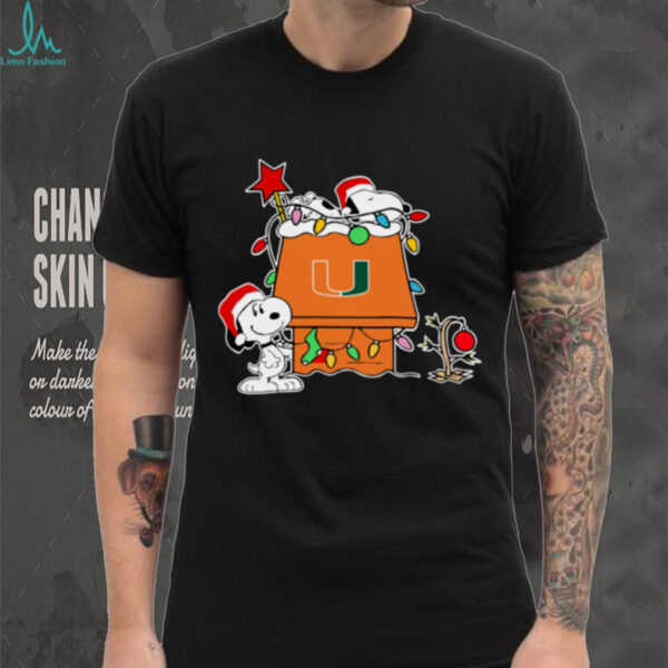 Miami Hurricanes Football Snoopy Christmas Holiday 2025 T Shirt