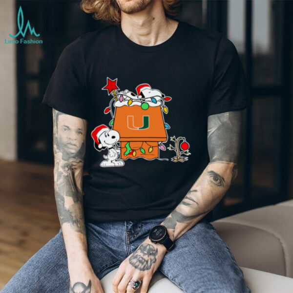 Miami Hurricanes Football Snoopy Christmas Holiday 2025 T Shirt