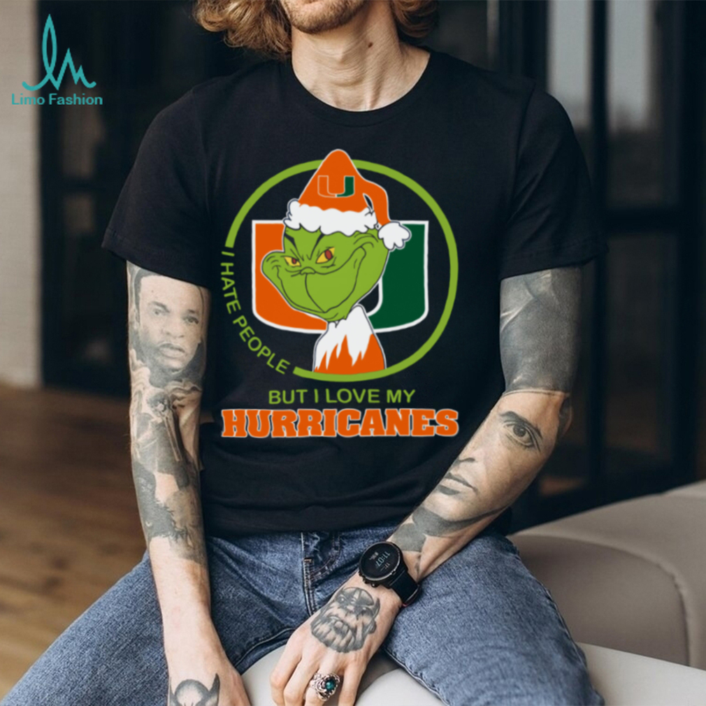 Miami Hurricanes Grinch Christmas T Shirt Hates People But Loves Football Miami Hurricanes Grinch Christmas T Shirt Hates People But Loves Football