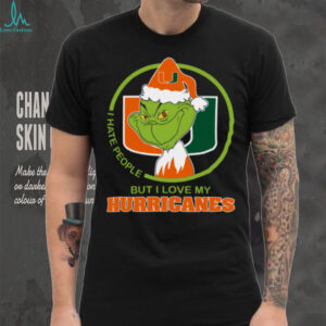 Miami Hurricanes Grinch Christmas T Shirt Hates People But Loves Football