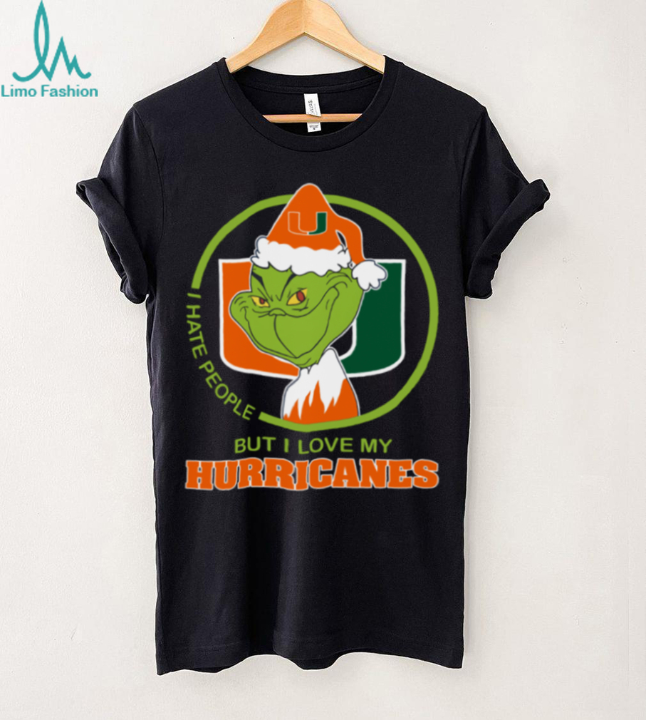Miami Hurricanes Grinch Christmas T Shirt Hates People But Loves Football Miami Hurricanes Grinch Christmas T Shirt Hates People But Loves Football