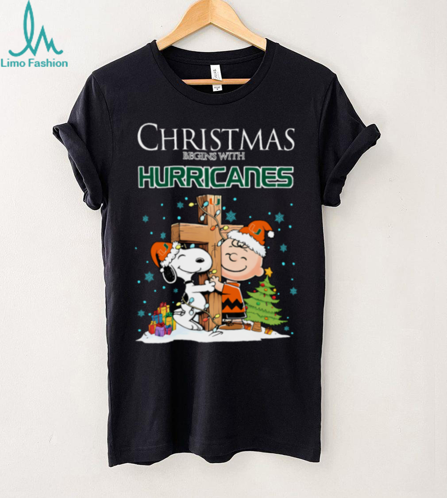 Miami Hurricanes Snoopy Christmas Shirt Charlie Brown Holiday Football Tee Miami Hurricanes Snoopy Christmas Shirt Charlie Brown Holiday Football Tee