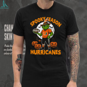 Miami Hurricanes Spooky Season Shirt – NCAA Football Grinch Tee – Custom Name Personalized College Halloween Gift
